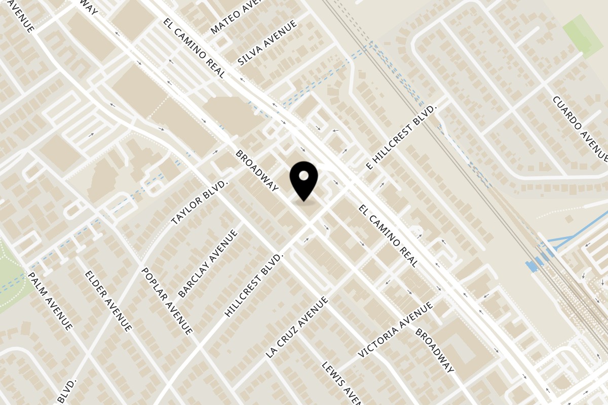 Map showing the location of Modern Eats on 414 Broadway in Millbrae